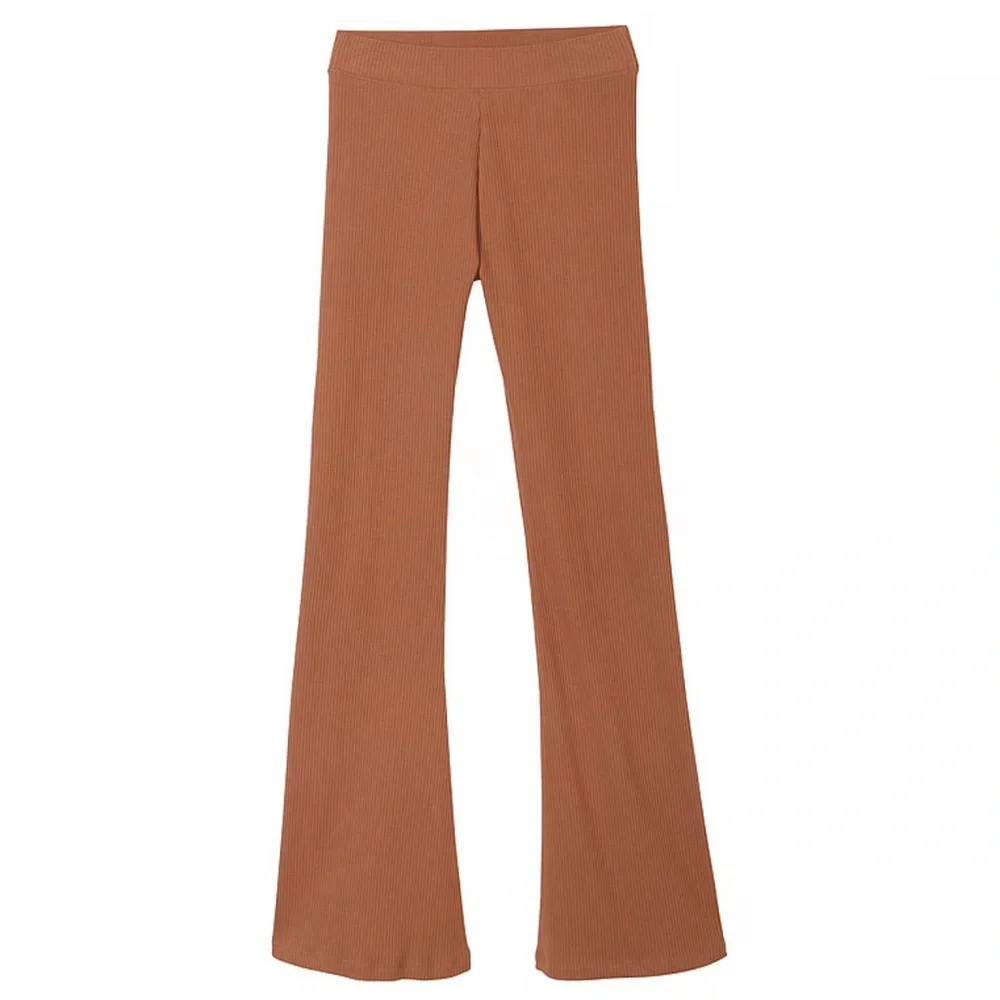 PINK STRETCH COTTON RIBBED FLARE LEGGING‎